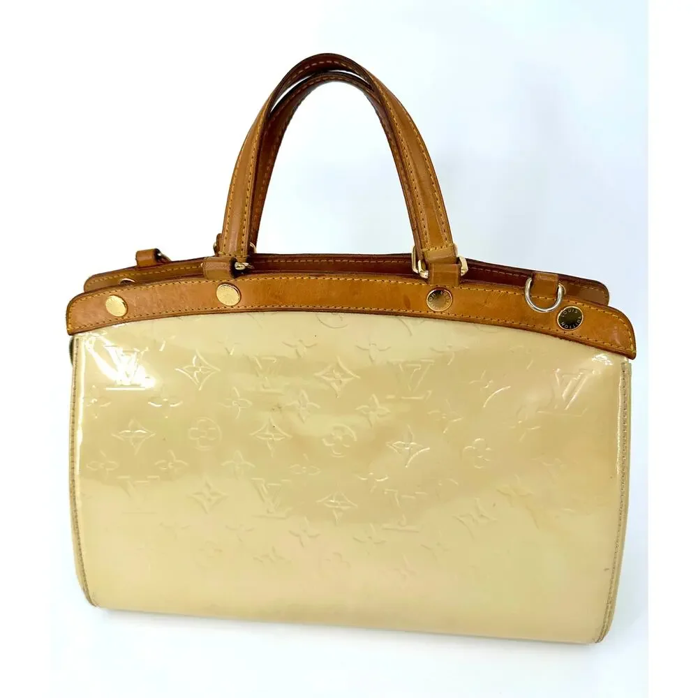 Louis Vuitton Brea MM Monogram Vernis Cream Patent Leather Bag + Entrupy Cert